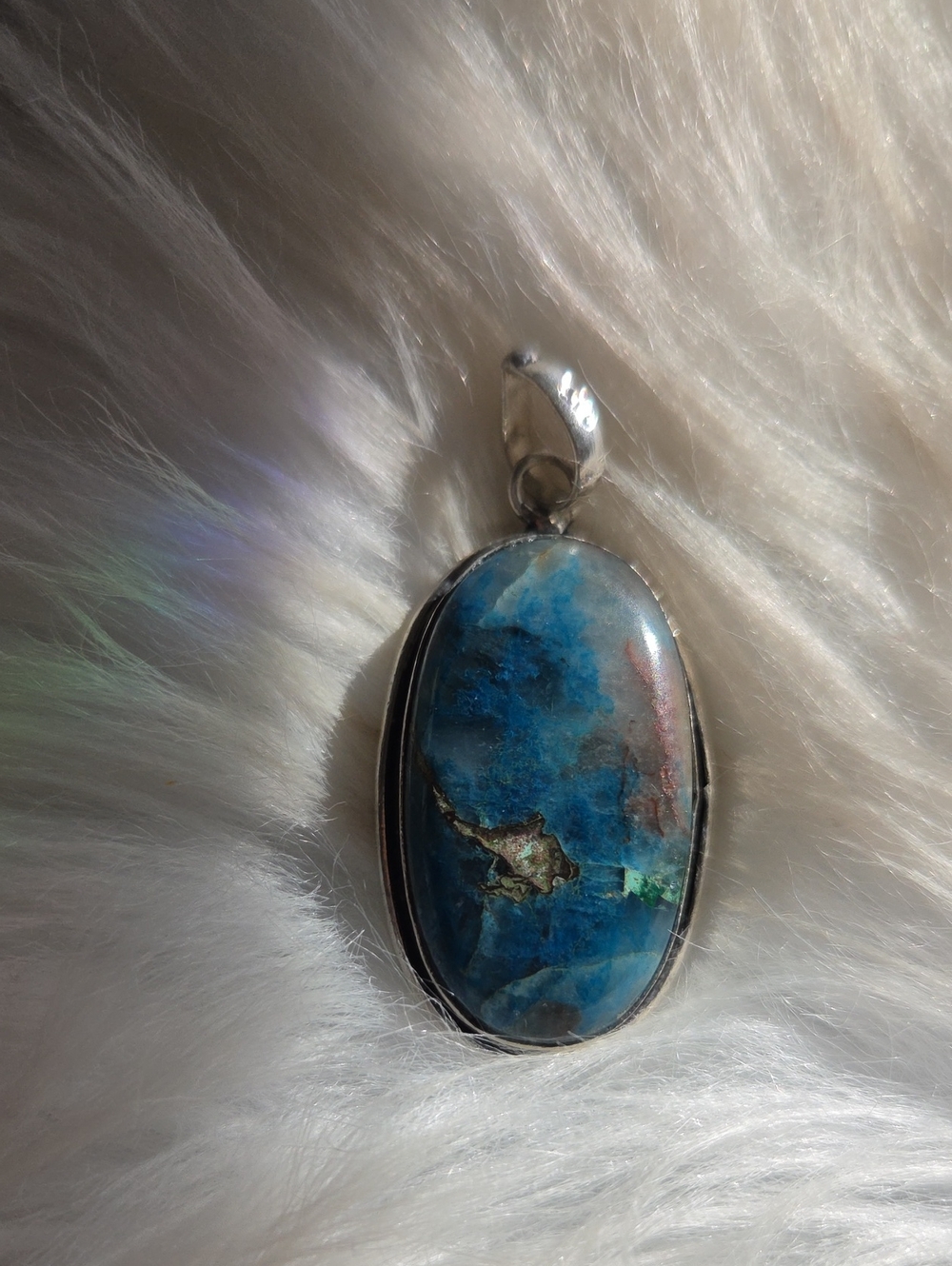 Amazinf Chrysocolla Silver Plated 925 Gemstone Necklace Pendant